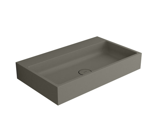 Washbasin white 80 x 48cm without tap hole solid surface concrete | Lavabos | Vigour