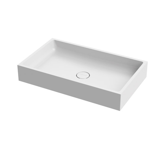 Washbasin white 80 x 48 cm without tap hole solid surface white matt | Wash basins | Vigour