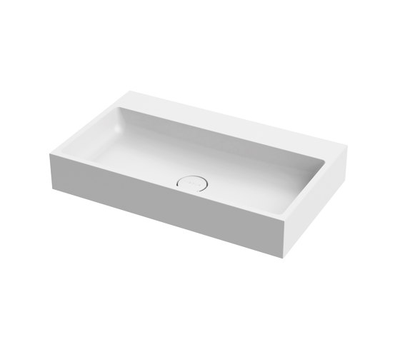Washbasin white 80 x 48cm without tap hole solid surface white matt | Lavabos | Vigour