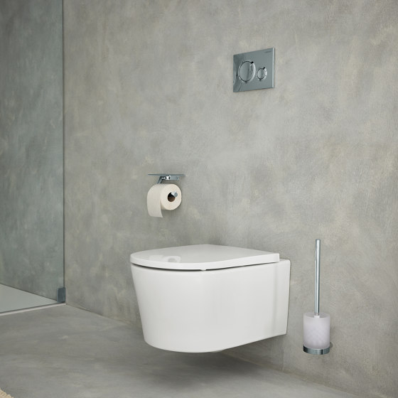 Toilet brush set white with satin-finished glass bowl chrome-plated | Portascopino | Vigour