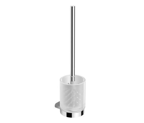 Toilet brush set white with satin-finished glass bowl chrome-plated | Brosses WC et supports | Vigour