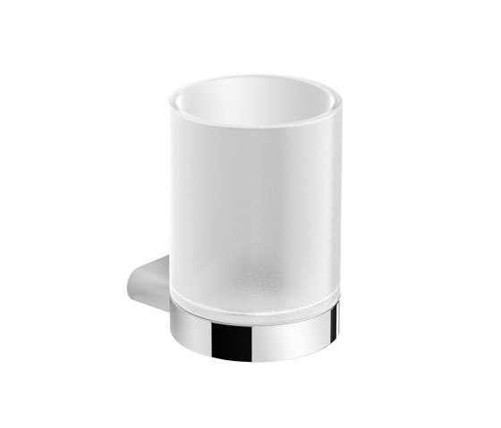 Glass holder white with satin finish crystal glass chrome-plated | Portacepillos / Portavasos | Vigour