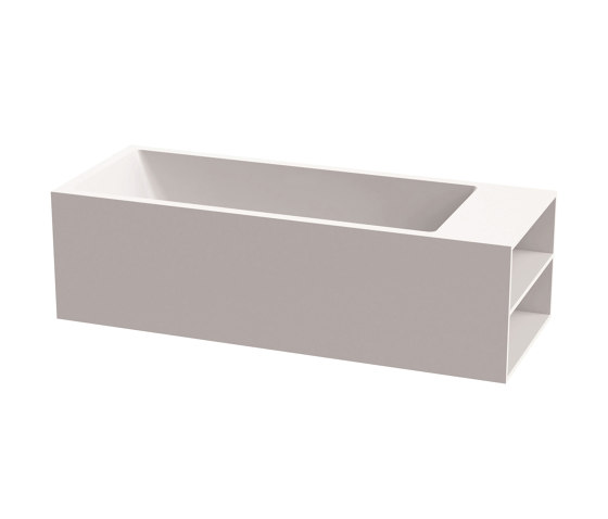 Bath in solid surface white free-standing 198 x 80 cm matt White shelf on right | Bathtubs | Vigour