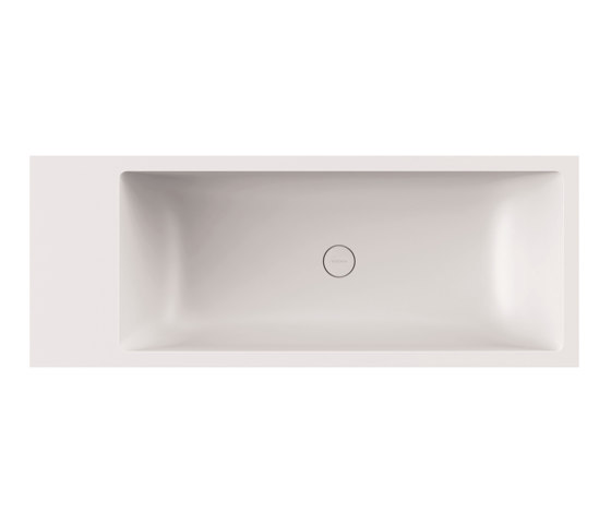 Bath in solid surface material white free-standing 208 x 80 cm matt white shelf on left | Bathtubs | Vigour