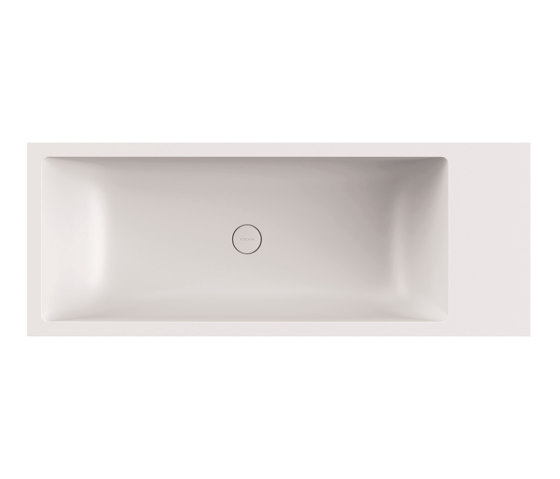 Bath in solid surface material white free-standing 208 x 80 cm matt White shelf on right | Vasche | Vigour