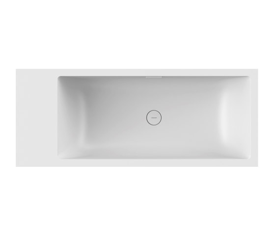Bath in solid surface white free-standing 198 x 80 cm with spout white matt shelf on left | Bañeras | Vigour