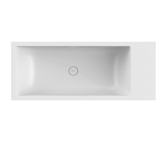 Bath in solid surface white free-standing 198 x 80 cm with spout matt white shelf on right | Bathtubs | Vigour