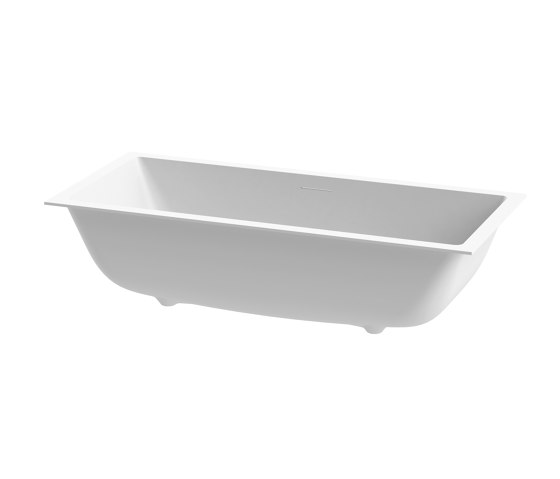 Fitted bath in solid surface white 180 x 80 cm matt white with slotted overflow | Bathtubs | Vigour