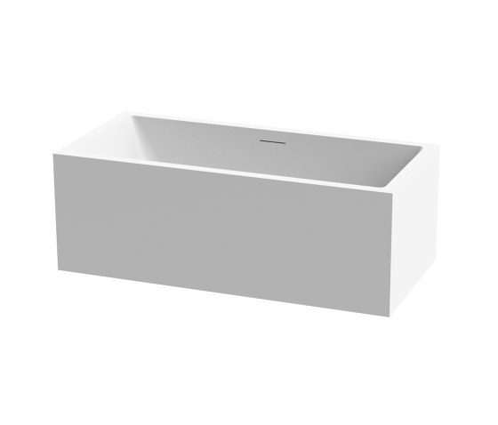 Back-to-wall bath solid surface white 170 x 80 cm 2-sided with slotted overflow matt white | Baignoires | Vigour