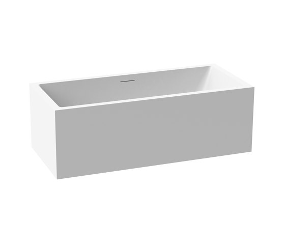 Back-to-wall bath solid surface white 180 x 80 cm 2-sided with slotted overflow matt white | Bathtubs | Vigour
