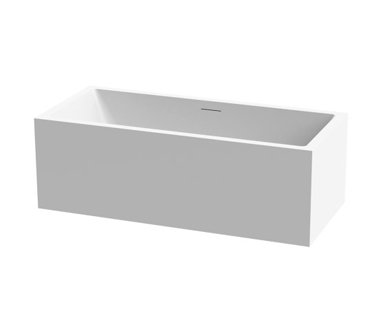 Back-to-wall bath solid surface white 180 x 80 cm 3-sided with slotted overflow matt white | Vasche | Vigour