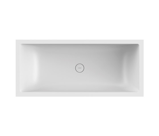Back-to-wall bath solid surface white 180 x 80 cm 3-sided with slotted overflow matt white | Baignoires | Vigour