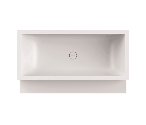 Back-to-wall bath solid surface white 180 x 104 cm 2-sided left matt white with step | Bathtubs | Vigour