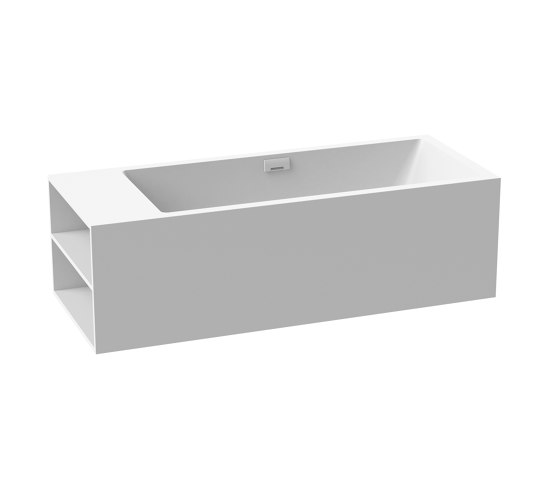 Back-to-wall bath solid surface white 170 x 80 cm 2-sided right with spout matt white with shelf | Bañeras | Vigour