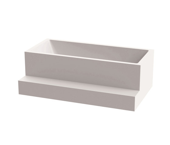 Back-to-wall bath solid surface white 180 x 104 cm 3-sided matt white with step | Bathtubs | Vigour