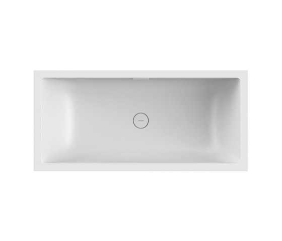 Back-to-wall bath solid surface white 170 x 80 cm 3-sided with cascade spout matt white | Bathtubs | Vigour