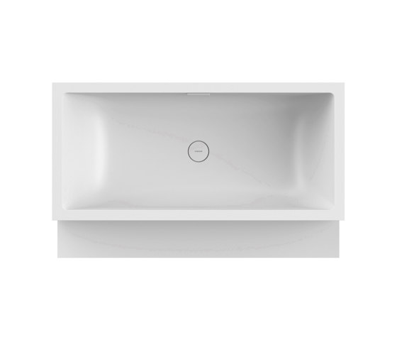 Back-to-wall bath solid surface white 170 x 104 cm 3-sided with spout matt white with step | Bathtubs | Vigour