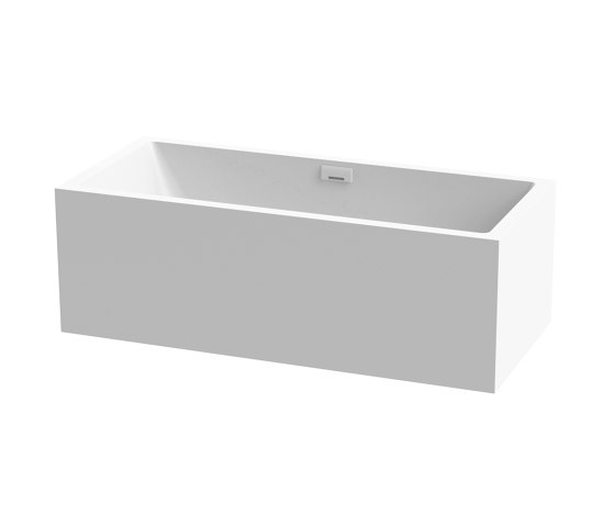 Back-to-wall bath solid surface white 180 x 80 cm 3-sided with cascade spout matt white | Baignoires | Vigour