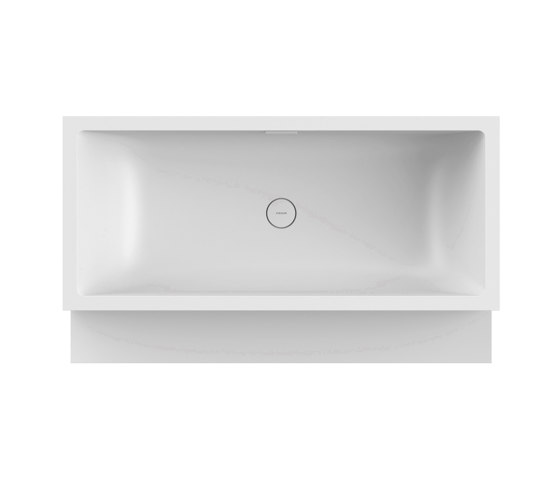 Back-to-wall bath solid surface white 180 x 104 cm 3-sided with spout matt white with step | Vasche | Vigour