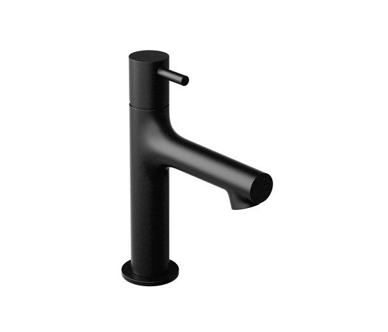Single-lever mixer white Piccolo with drain set in matt black | Robinetterie pour lavabo | Vigour