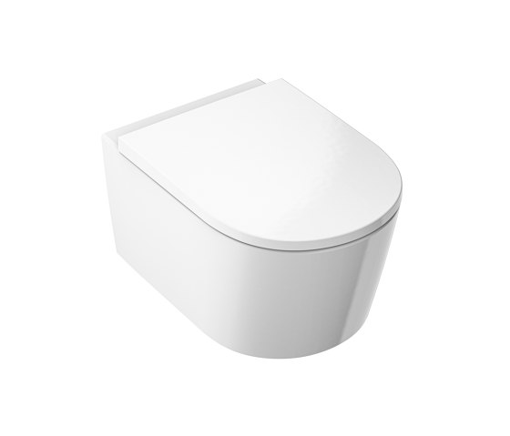 White wall-hung toilet set PowerFLUSH rimless with concealed mount, toilet seat with soft-closing mechanism white | WC | Vigour