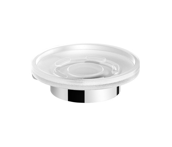 Soap holder white with satin-finished soap dish round chrome-plated | Portasapone | Vigour