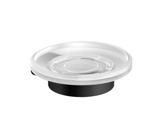 Soap holder white with satin-finished soap dish round black | Porte-savons | Vigour