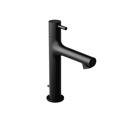 Single-lever basin mixer white with drain set in matt black | Robinetterie pour lavabo | Vigour