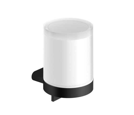 Liquid soap dispenser white with satin-finished glass operated from the bottom black | Portasapone liquido | Vigour