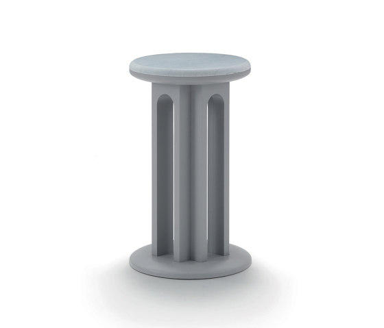 Arcolor Small Table 30 - Version with grey RAL 7036 lacquered Base and Bardiglio Marble Top | Side tables | ARFLEX
