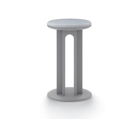 Arcolor Small Table 30 - Version with grey RAL 7036 lacquered Base and Bardiglio Marble Top | Tavolini alti | ARFLEX