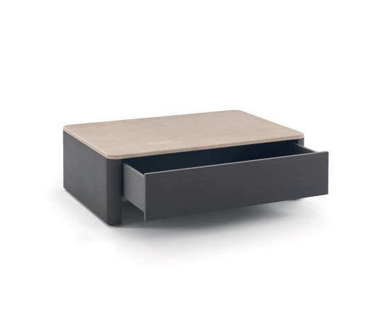 Tokio Small table with drawer 106x74 - Version with Travertino romano Top | Coffee tables | ARFLEX