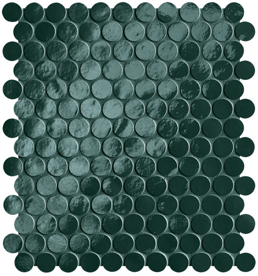 Glim Petrolio Round Mosaico Brillante 29,5X35 | Baldosas de cerámica | Fap Ceramiche