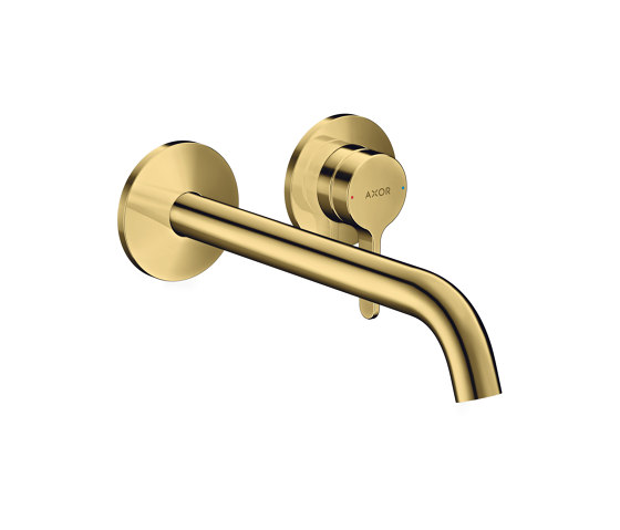 AXOR One Single lever basin mixer for concealed installation wall-mounted with lever handle and spout 220 mm | Polished Gold Optic | Wash basin taps | AXOR