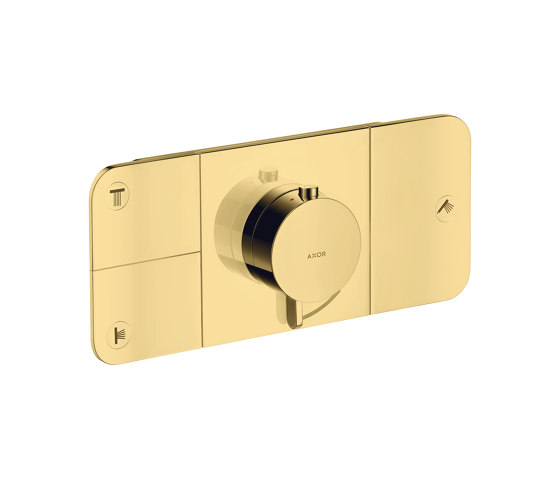 AXOR One Thermostatmodul Unterputz für 3 Verbraucher | Polished Gold Optic | Duscharmaturen | AXOR