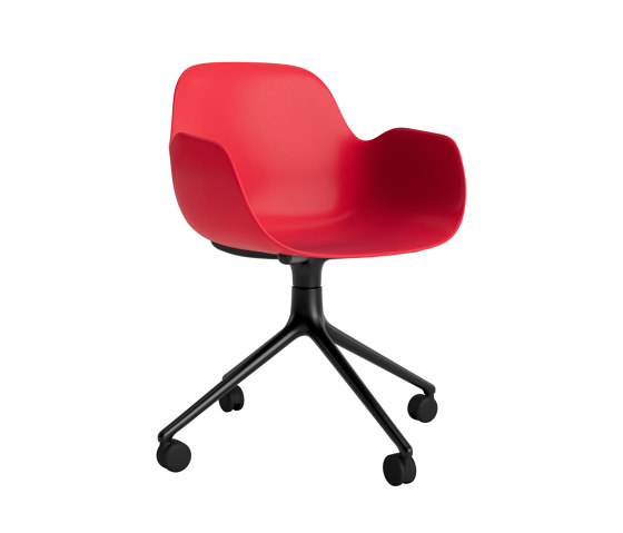 Form Armchair Swivel 4W Black Alu Bright Red | Stühle | Normann Copenhagen