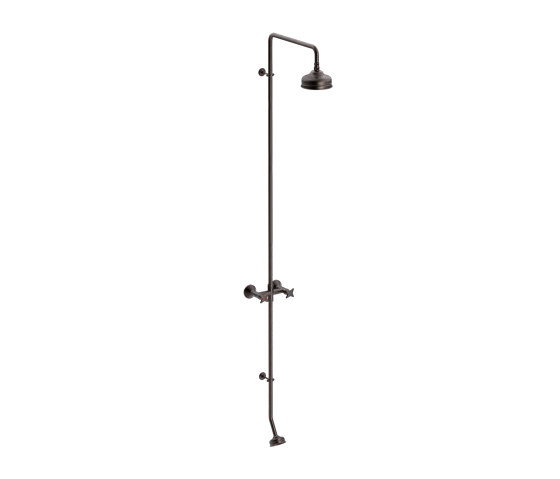 Cross-handle wall-mounted outdoor shower with foot shower | Shower controls | TONI Copenhagen