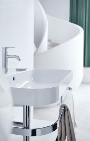 Happy D.2 Plus furniture washbasin C-shaped with metal console soil | Armarios lavabo | DURAVIT