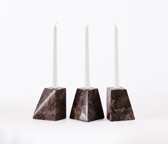 Pyramid Candle Holders Grey | Bougeoirs | Dustydeco