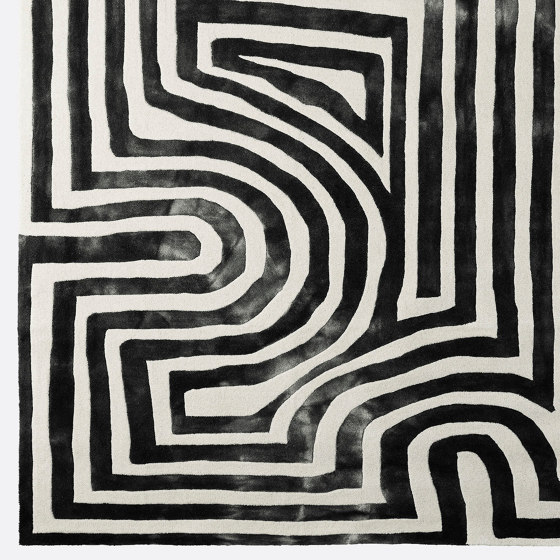 Psychedelic Labyrinth Charcoal Dip Dye Rug | 200x300cm | Rugs | Dustydeco