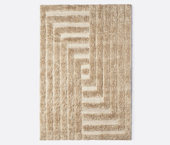 Shaggy Labyrinth Beige Rug | 200 x 300cm | Formatteppiche | Dustydeco