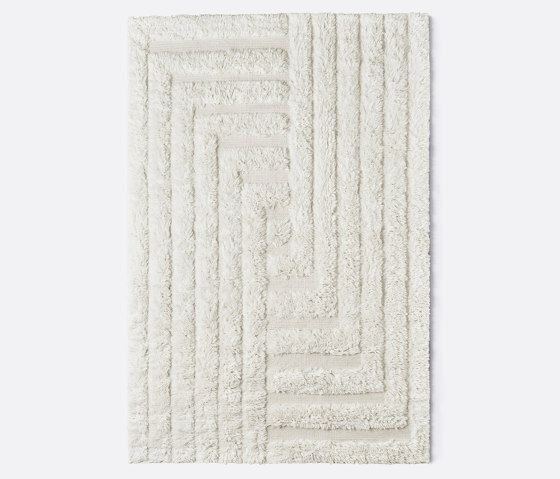 Shaggy Labyrinth White Rug | 200 x 300cm | Rugs | Dustydeco