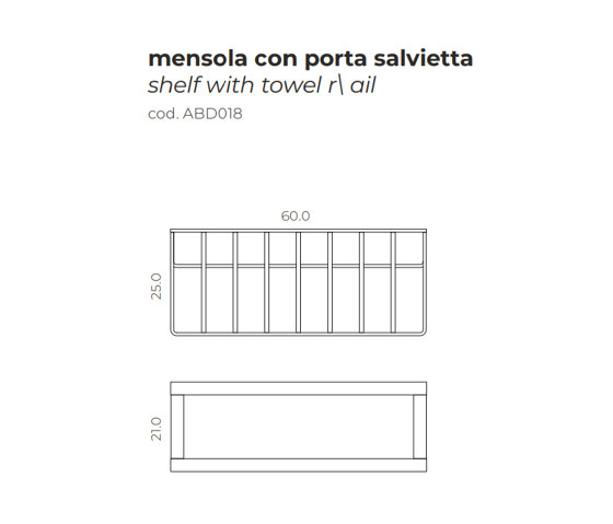 Mensola con portasalvietta 60 cm | Portasciugamani | mg12