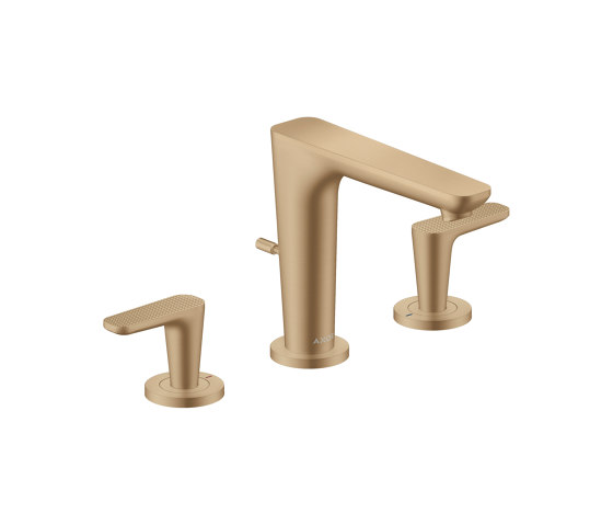 AXOR Citterio C 3-hole basin mixer 125 with pop-up waste set - cubic cut | Brushed Bronze | Wash basin taps | AXOR