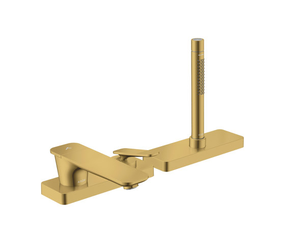 AXOR Citterio C 3-hole rim mounted single lever bath mixer with sBox - cubic cut | Polished Gold Optic | Bath taps | AXOR