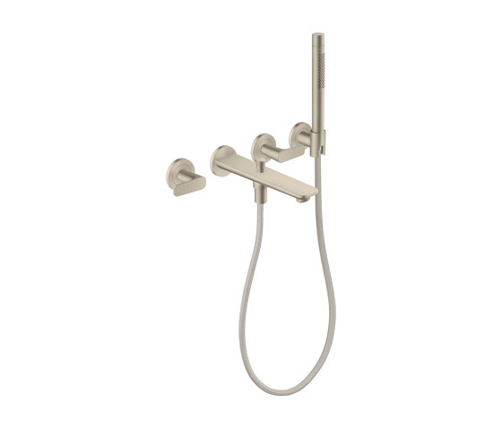 AXOR Citterio C 3-hole bath mixer for concealed installation wall-mounted with hand shower - cubic cut | Brushed Nickel | Bath taps | AXOR