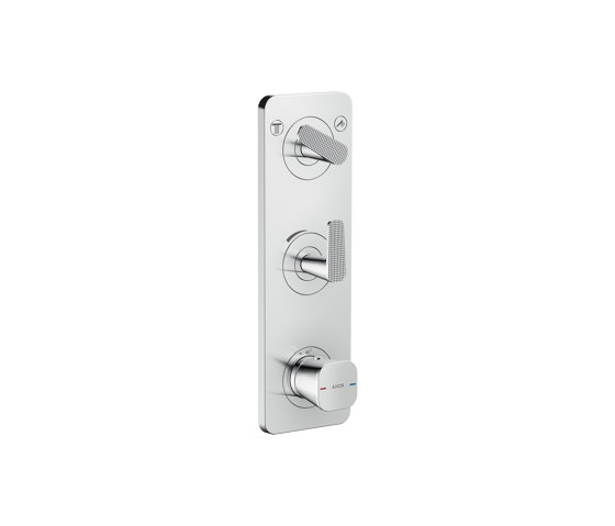 AXOR Citterio C Módulo de termostato ficticio 380/120 empotrado con placa para 2 funciones - corte cúbico | Grifería para duchas | AXOR