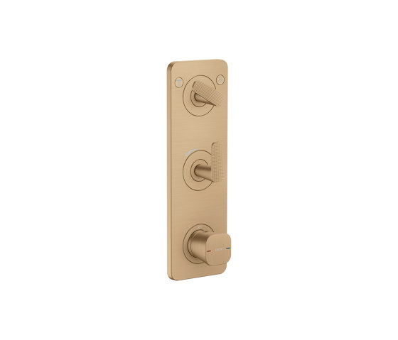 AXOR Citterio C Módulo de termostato ficticio 380/120 empotrado con placa para 2 funciones - corte cúbico | Bronce cepillado | Grifería para duchas | AXOR