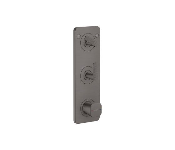 AXOR Citterio C Módulo de termostato ficticio 380/120 empotrado con placa para 2 funciones - corte cúbico | Cromo negro cepillado | Grifería para duchas | AXOR