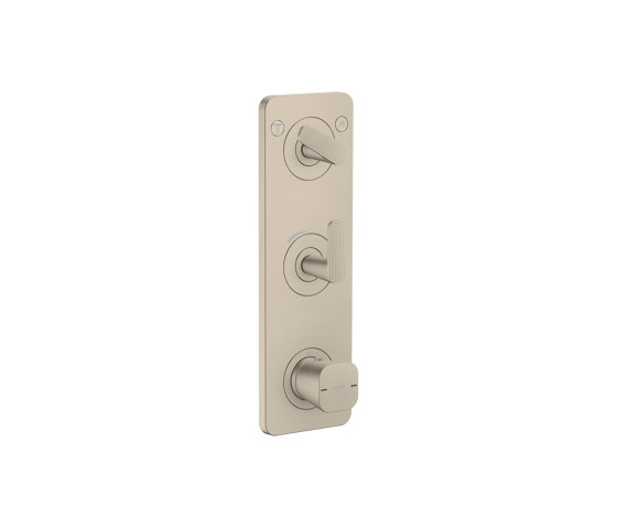 AXOR Citterio C Thermostatic module 380/120 for concealed installation with plate for 2 functions - cubic cut | Brushed Nickel | Shower controls | AXOR